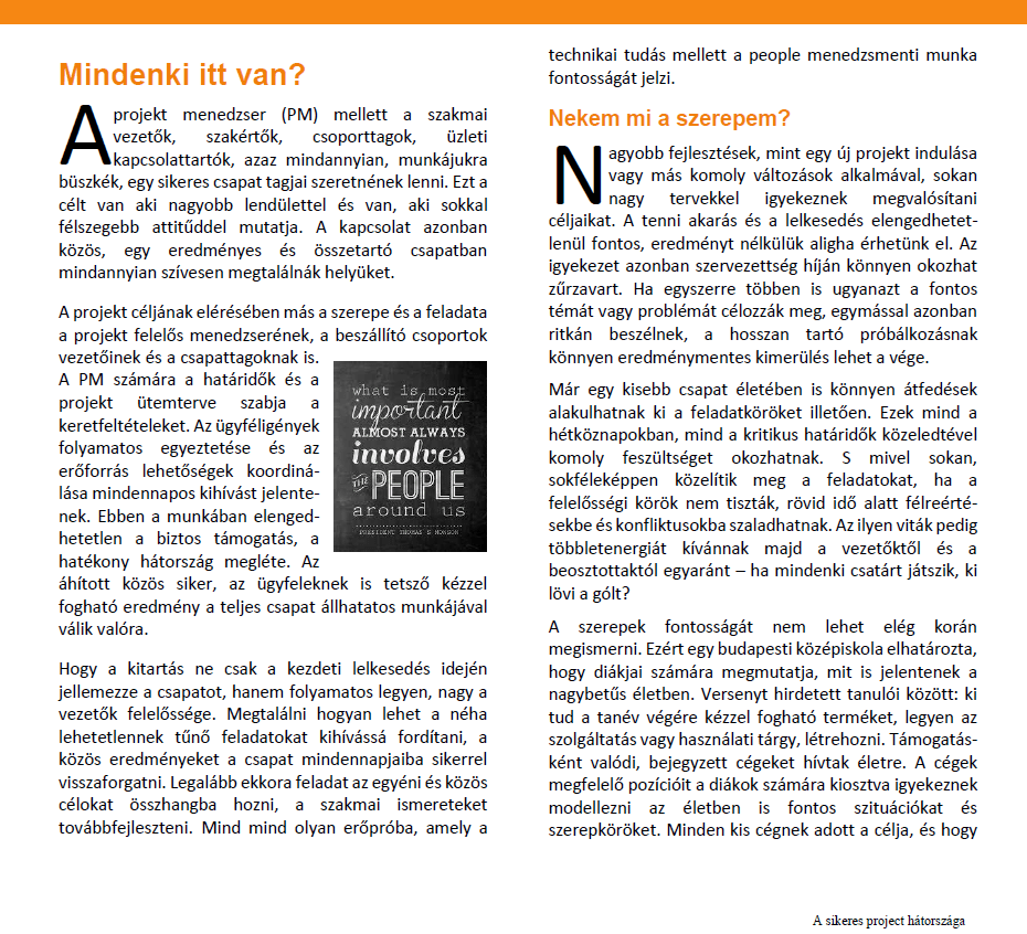 sikeres projekt - elso oldal - szoveg